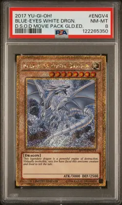 2017 YU-GI-OH! DARK SIDE OF DIMENSIONS #ENGV4 BLUE-EYES WHITE DRAGON PSA 8 - Image 1