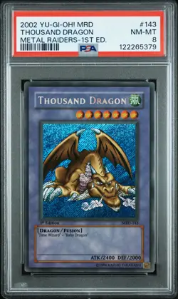 2002 YU-GI-OH! MRD-METAL RAIDERS 1ST EDITION THOUSAND DRAGON PSA 8 - Image 1