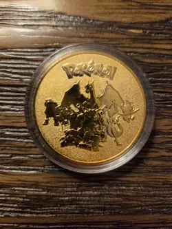 Pokemon Charizard TCG Anime Collectable Commemorative Gold Metal Coin in Case - Image 3