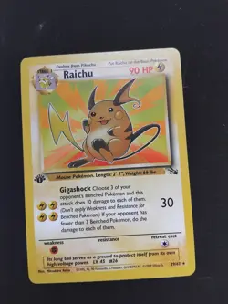 NM Pokemon TCG Raichu 1st Edition Fossil Non-Holo Card 29/62 - Image 1