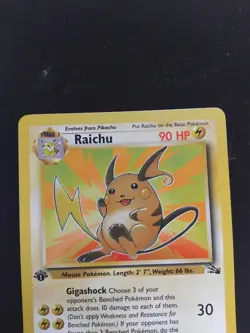 NM Pokemon TCG Raichu 1st Edition Fossil Non-Holo Card 29/62 - Image 3