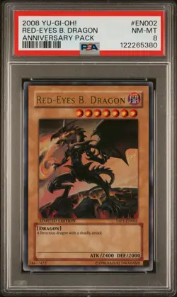 2008 YU-GI-OH! ANNIVERSARY PACK #EN002 RED-EYES B. DRAGON PSA 8 - Image 1