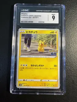 Pokemon Pikachu 027/071 S10b: Pokemon GO CGC 9 Japanese 2022 Regular 60 HP - Image 1