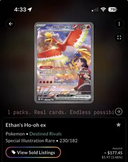Ethan's Ho-Oh ex 230/182 Sv10 Destined Rivals SIR Holo English - Image 2