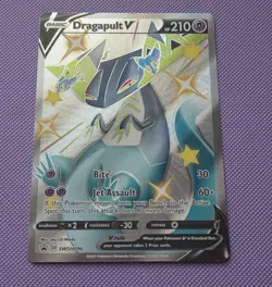 Shiny Dragapult V SWSH096 Holo Full Art Rare Pokemon Black Star Promo - Image 1