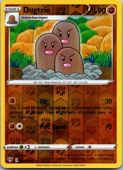Dugtrio 085/189 Uncommon Darkness Ablaze Pokemon Reverse Holo Near Mint - Image 1