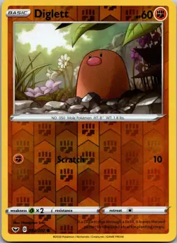 Diglett 092/202 Common Sword & Shield Pokemon Reverse Holo Near Mint - Image 1