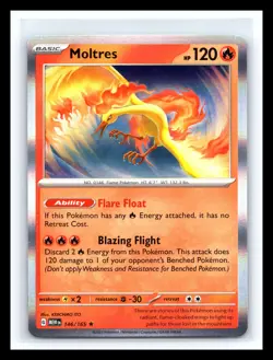 🔥 POKEMON MOLTRES 146/165 SCARLET & VIOLET 151 RARE HOLO - Image 1