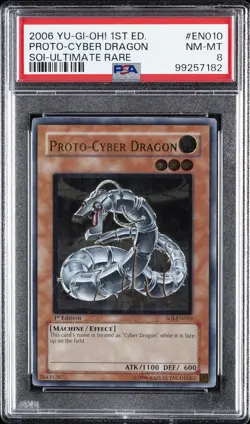 2006 YU-GI-OH! SOI-SHADOW OF INFINITY #EN010 PROTO-CYBER DRAGON PSA 8 - Image 1
