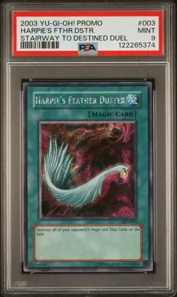2003 YU-GI-OH! PROMO STAIRWAY TO DESTINED DUEL HARPIE'S FEATHER DUSTER PSA 9 - Image 1