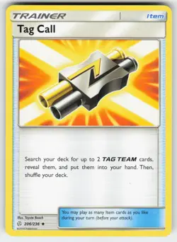 Tag Call 206/236 Uncommon Cosmic Eclipse Pokemon Near Mint - Image 1
