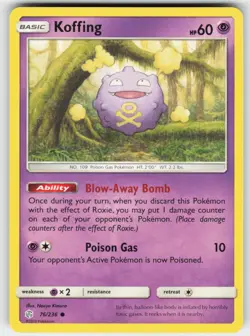 Koffing 76/236 Common Cosmic Eclipse Pokemon Near Mint - Image 1
