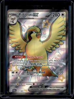 Pidgeot ex 221/091 Shiny Ultra Rare Paldean Fates Pokemon Near Mint - Image 1