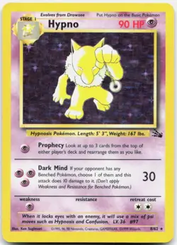 Pokemon TCG Hypno (8) Fossil Holo Rare 08/62 Unlimited Holo - Image 1