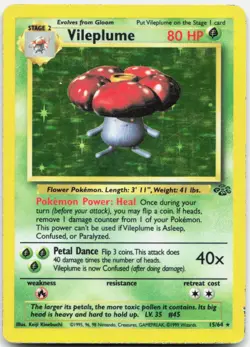Pokemon TCG Vileplume (15) Jungle Holo Rare 15/64 Unlimited Holo - Image 1