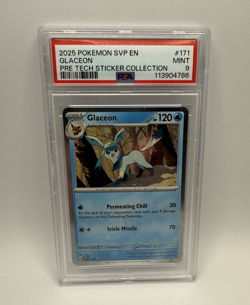 2025 Pokemon SVP EN Glaceon Pre Tech Sticker PSA 9 Mint - Image 1