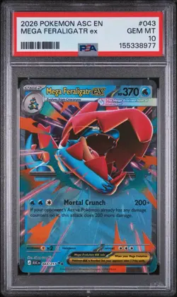 MEGA FERALIGATR EX ASCENDED HEROES 043/217 DOUBLE RARE POKEMON PSA 10 MINT POP 6 - Image 1