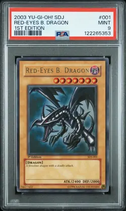 2003 YU-GI-OH! STARTER DECK: JOEY 1ST EDITION #001 RED-EYES B. DRAGON PSA 9 - Image 1