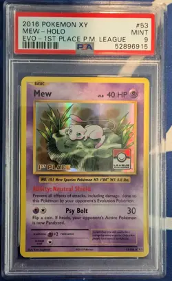 Pokemon Evolutions League Promo Mew 1st Place #53 Graded PSA 9 - Image 1