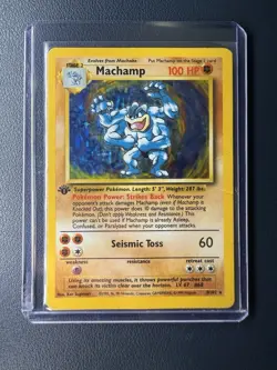 Pokemon TCG Machamp Base Set 8/102 Holo 1st Edition Holo Rare DAMAGED MP - Image 1