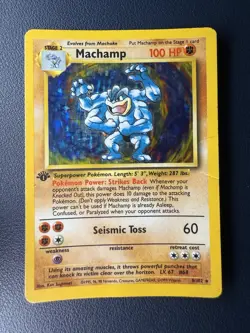 Pokemon TCG Machamp Base Set 8/102 Holo 1st Edition Holo Rare DAMAGED MP - Image 2