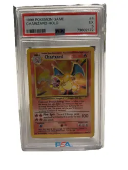 1999 POKEMON BASE SET UNLIMITED #4 CHARIZARD-HOLO PSA 5 - Image 1