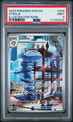 2023 POKEMON PARADOX RIFT STEELIX #208 ILLUSTRATION PSA 9 MINT #111332922 - Image 1