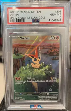 2025 Pokemon SVP EN-SV Black Star Promo Unova Victini Illus Coll #208 PSA 10 - Image 1