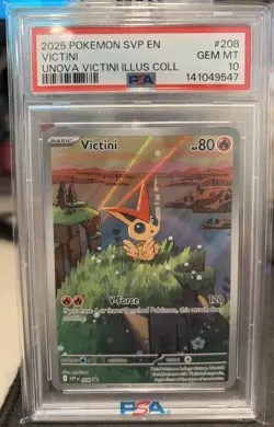 2025 Pokemon SVP EN-SV Black Star Promo Unova Victini Illus Coll #208 PSA 10 - Image 2
