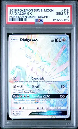 2018 POKEMON SUN & MOON FORBIDDEN LIGHT SECRET #138 FULL ART/DIALGA GX PSA 10 - Image 1