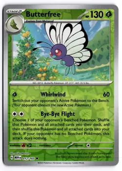 Butterfree 012/165 Uncommon 151 Pokemon Reverse Holo Near Mint - Image 1