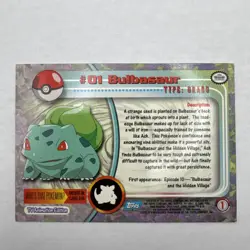 Pokemon Topps Series 1 Blue Logo #01 Bulbasaur - MP - Regular - Image 2
