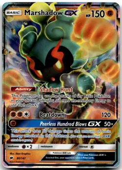 Marshadow GX 80/147 Holo GX Rare Burning Shadows Pokemon 5ban Graphics Near Mint - Image 1