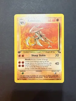 1st Edition Kabutops 24/62 Fossil Regular NM-LP Pokemon - Image 1