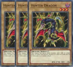 Yugioh - Hunter Dragon x 3 - 1st Edition NM - Plus Free Holographic Card - Image 1