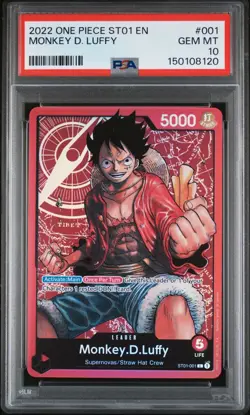 One Piece - Monkey D Luffy ST01-001 PRE-ERRATA - Leader - ENG - PSA 10 - Image 1