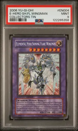 2006 YU-GI-OH! COLLECTORS TIN #EN004 ELEMENTAL HERO SHINING FLARE WINGMAN PSA 9 - Image 1