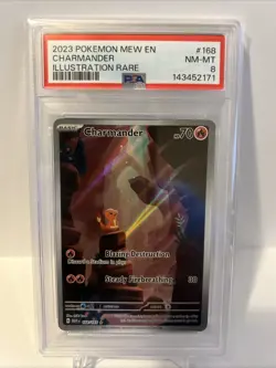 2023 Pokemon Mew en Charmander #168 Illustration Rare PSA 8 - Image 1