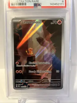 2023 Pokemon Mew en Charmander #168 Illustration Rare PSA 8 - Image 4