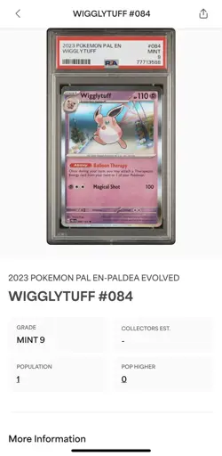 PSA 9 Wigglytuff Reverse Holo NM PAL 084/193 Paldea Evolved Pokemon Card Graded - Image 3