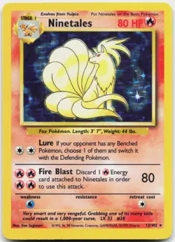 Ninetales 12/102 Holo Holo Rare Base Set Unlimited Pokemon Lightly Played - Image 1
