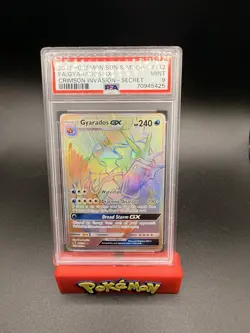 2017 POKEMON SUN & MOON CRIMSON INVASION SECRET #112 FULL ART/GYARADOS GX PSA 9 - Image 1