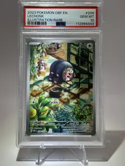 PSA 10 2023 LECHONK POKEMON OBF EN-OBSIDIAN FLAMES ILLUSTRATION RARE #209 - Image 1
