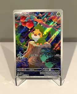 Sewaddle 087/086 Illustration Rare (White Flare) Full Art, Holo, Pokemon Card NM - Image 1