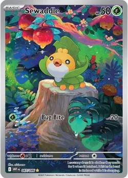 Sewaddle 087/086 Illustration Rare (White Flare) Full Art, Holo, Pokemon Card NM - Image 3