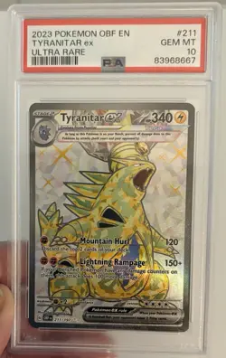 PSA 10 Tyranitar ex Pokemon Obsidian Flames 211/197 OBF EN Ultra Rare 2023 Mint - Image 1
