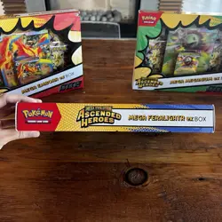 3 Pokemon TCG Ascended Heroes Mega ex Box Bundle Feraligatr Emboar Meganium New - Image 4