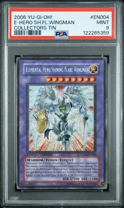 2006 YU-GI-OH! COLLECTORS TIN #EN004 ELEMENTAL HERO SHINING FLARE WINGMAN PSA 9 - Image 1