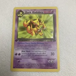 Dark Kadabra 39/82 1st Edition Team Rocket 2000 Vintage WOTC Pokemon TCG Card - Image 1
