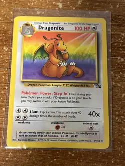 Pokemon TCG Dragonite Fossil 19 Regular Unlimited Rare - Image 1